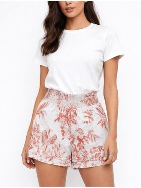 Sachin & Babi Vivi Toile Print Shorts Red ivory tropical floral Shorts NEW Small